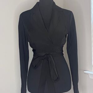 Lulu's Black Wrap Blouse